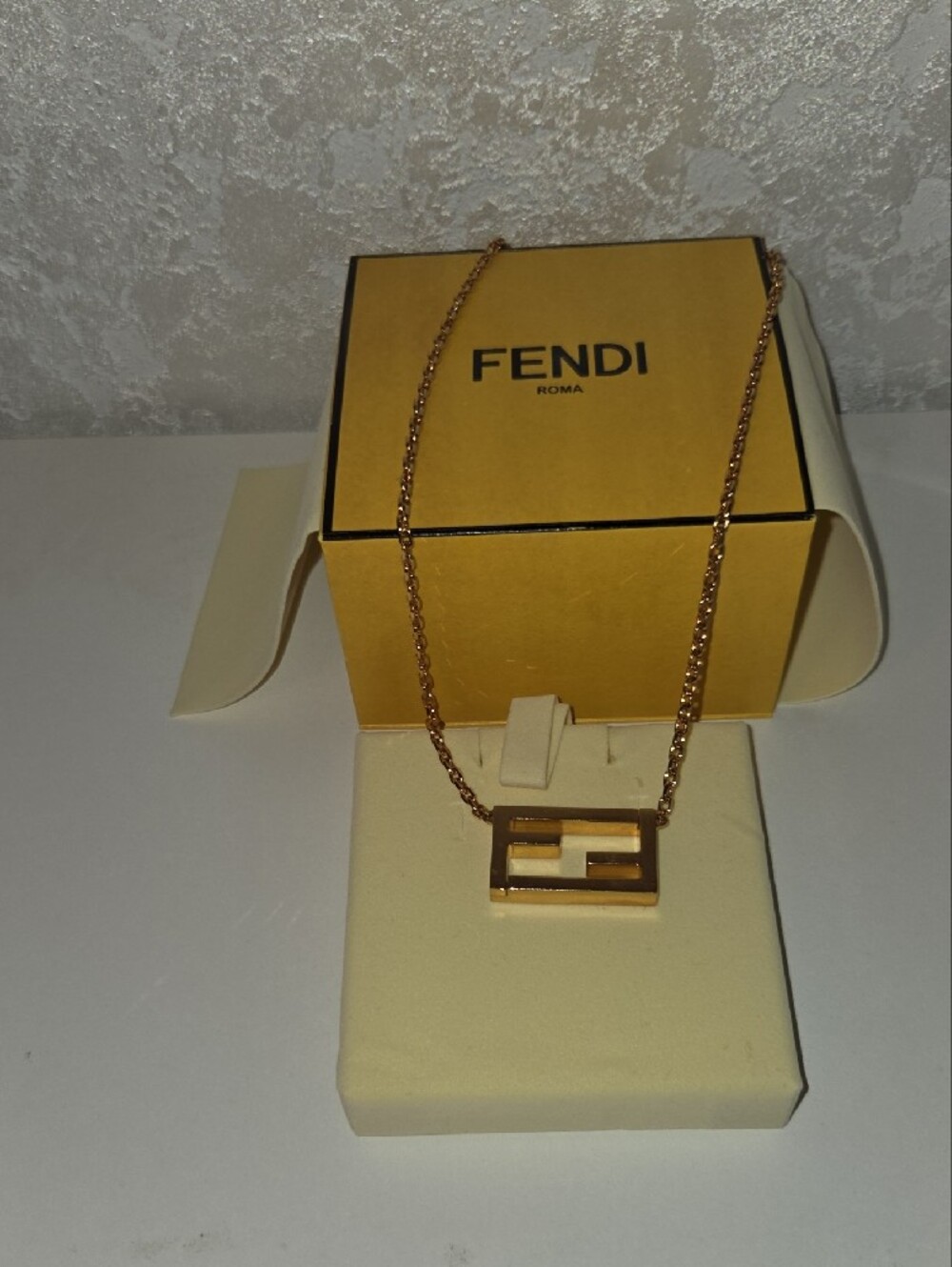 Fendi Gold Tone Double-F Logo Pendant Necklace In The Box - Picture 4 of 12